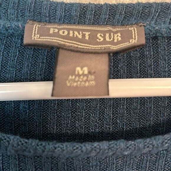 J Crew Point Sur Tunic Waffle Knit Shirt Thermal Womens Medium Teal Round Neck - Picture 6 of 10